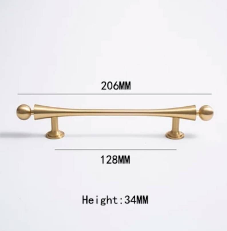 Scroll shaped cabinet bar handle with ball end design / brass cabinet draw pull/furniture hardware/ kitchen renovation/wardrobe handle/retro