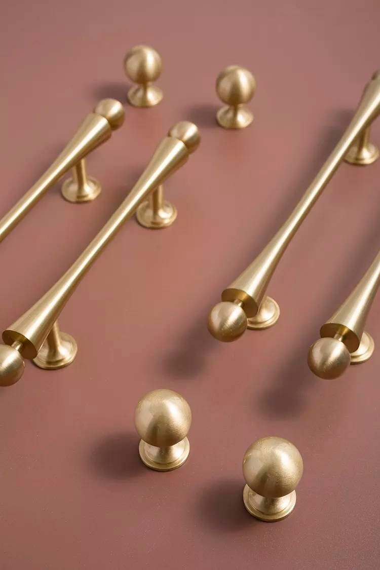 Scroll shaped cabinet bar handle with ball end design / brass cabinet draw pull/furniture hardware/ kitchen renovation/wardrobe handle/retro