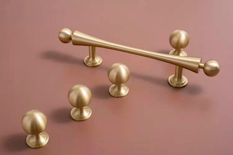Scroll shaped cabinet bar handle with ball end design / brass cabinet draw pull/furniture hardware/ kitchen renovation/wardrobe handle/retro