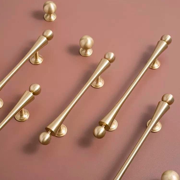 Scroll shaped cabinet bar handle with ball end design / brass cabinet draw pull/furniture hardware/ kitchen renovation/wardrobe handle/retro