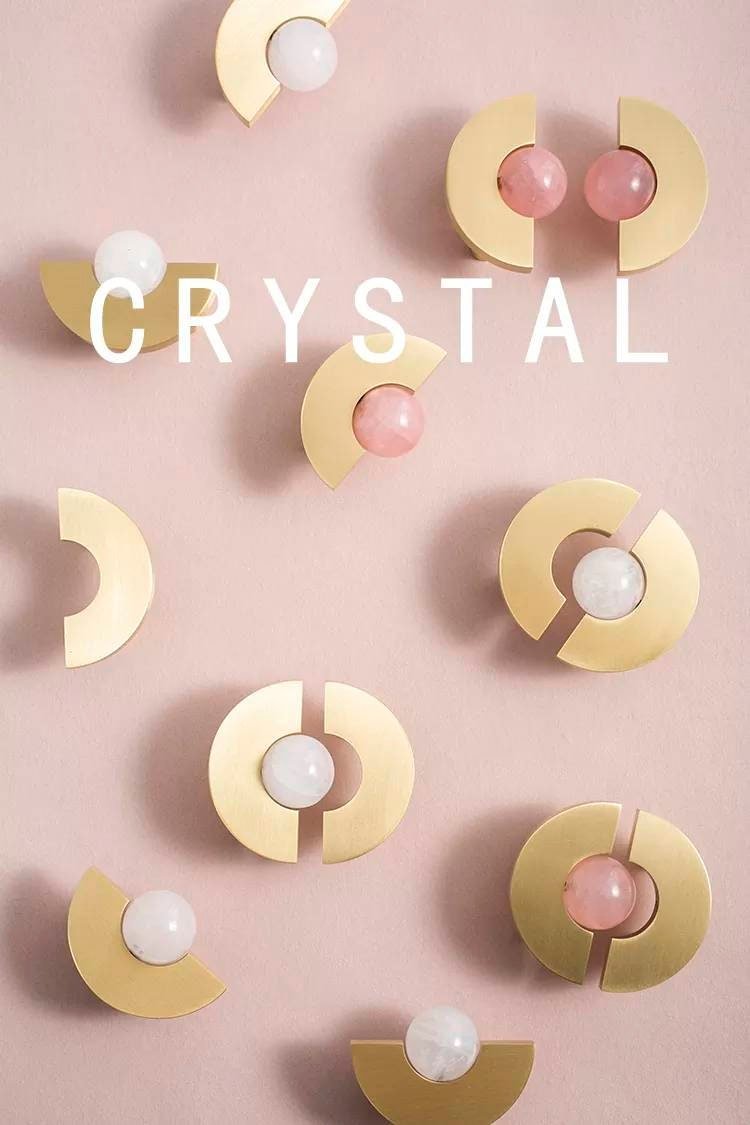 Brass and crystal semi circle shaped handle/pink or white stone ball drawer pull/retro drawer handle/wardrobe door handle/gold cabinet knob