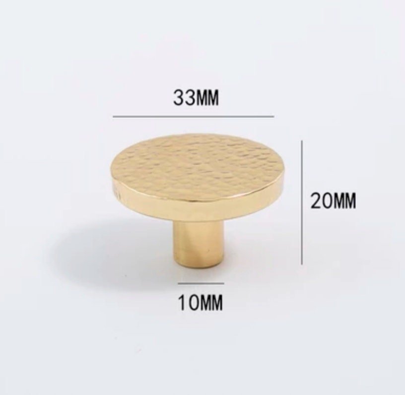Classic round hammered brass drawer handle/Gold brass cabinet handle/Textured metal furniture hardware/Gold drawer knob/Gold Cabinet pull