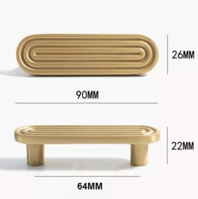 Gold brass retro pattern bar handle/gold brass bar handle/gold echo pattern drawer pull/kitchen furniture hardware/mid century modern style