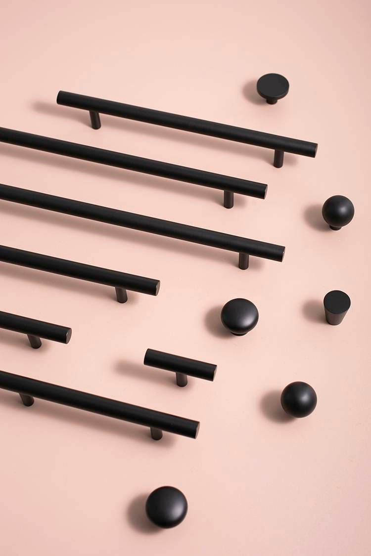 Matte black solid brass cabinet bar handle/Matte black brass drawer pull/Black kitchen hardware/Modern furniture hardware/black door handle