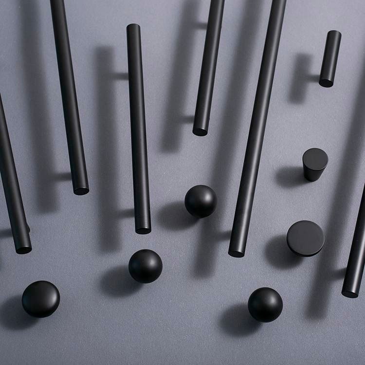 Matte black solid brass cabinet bar handle/Matte black brass drawer pull/Black kitchen hardware/Modern furniture hardware/black door handle