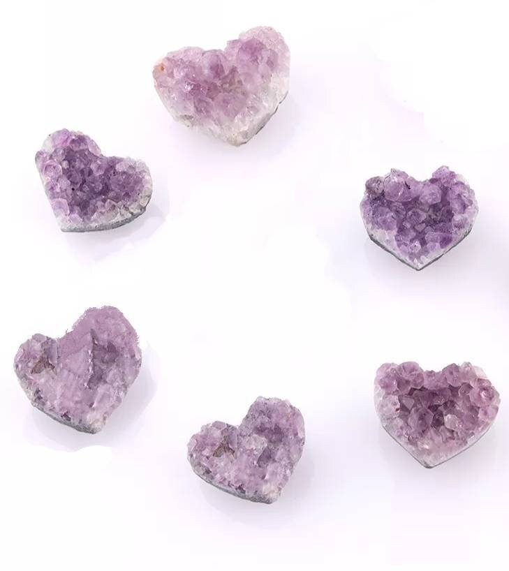 Heart shape amethyst or white quartz crystal geode cabinet handle/heart shaped gemstone drawer handle/small rough cut crystal door handle