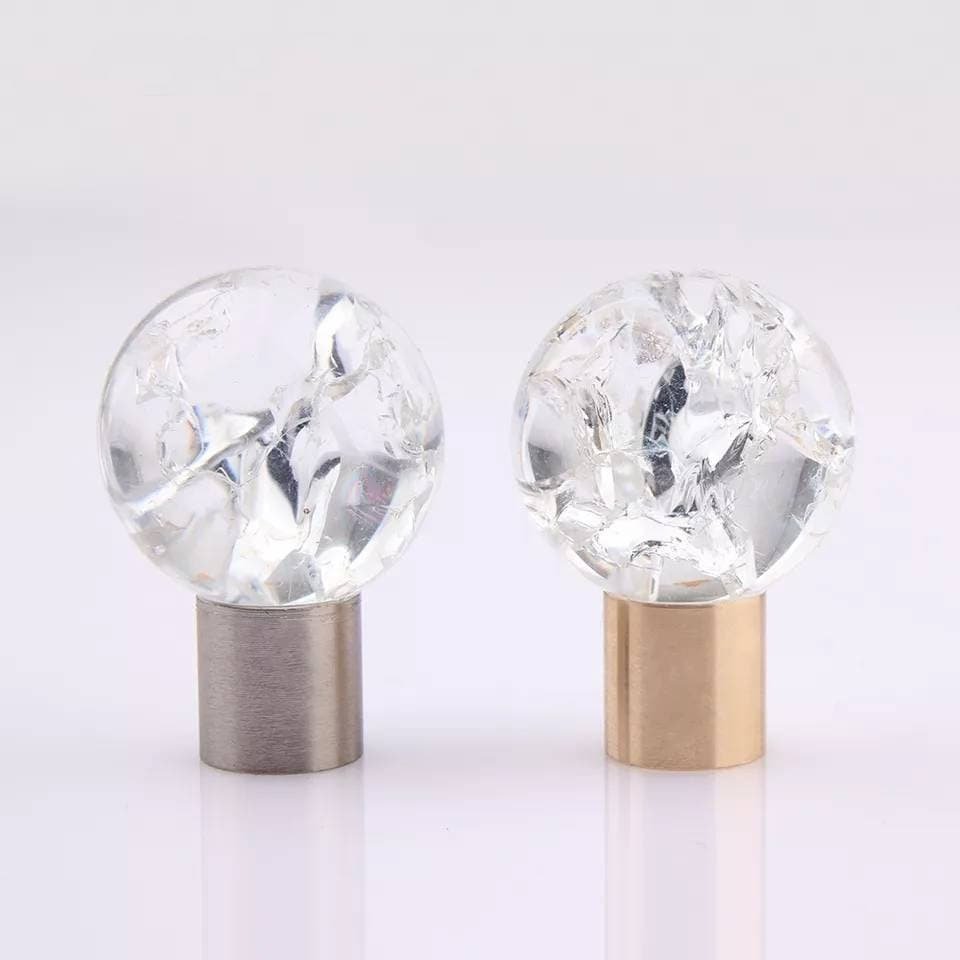 Cracked glass ball drawer pull/Fractured clear glass ball cabinet handle/Cracked glass door knob/glass furniture hardware/transparent glass