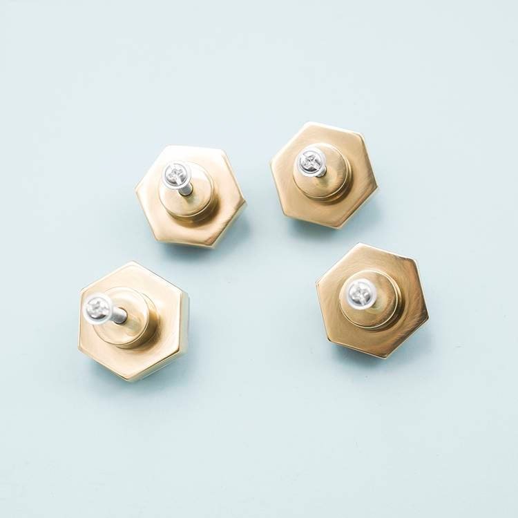 Green jade hexagonal shaped drawer pull/Green semi precious stone and brass cabinet handle/Geometric door knob/stone furniture hardware