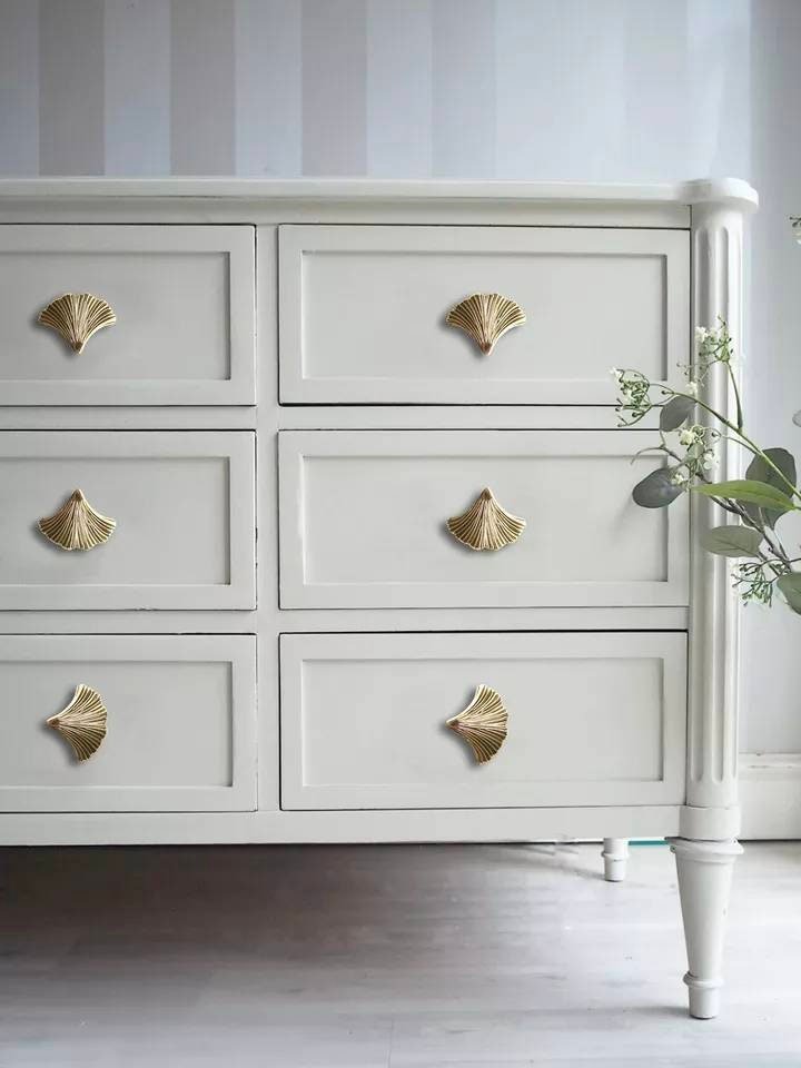Gold Ginkgo leaf and rope design bar handle/Brass maidenhair tree leaf shaped cabinet pull/Brass leaf shaped door handle/Gingko drawer knob