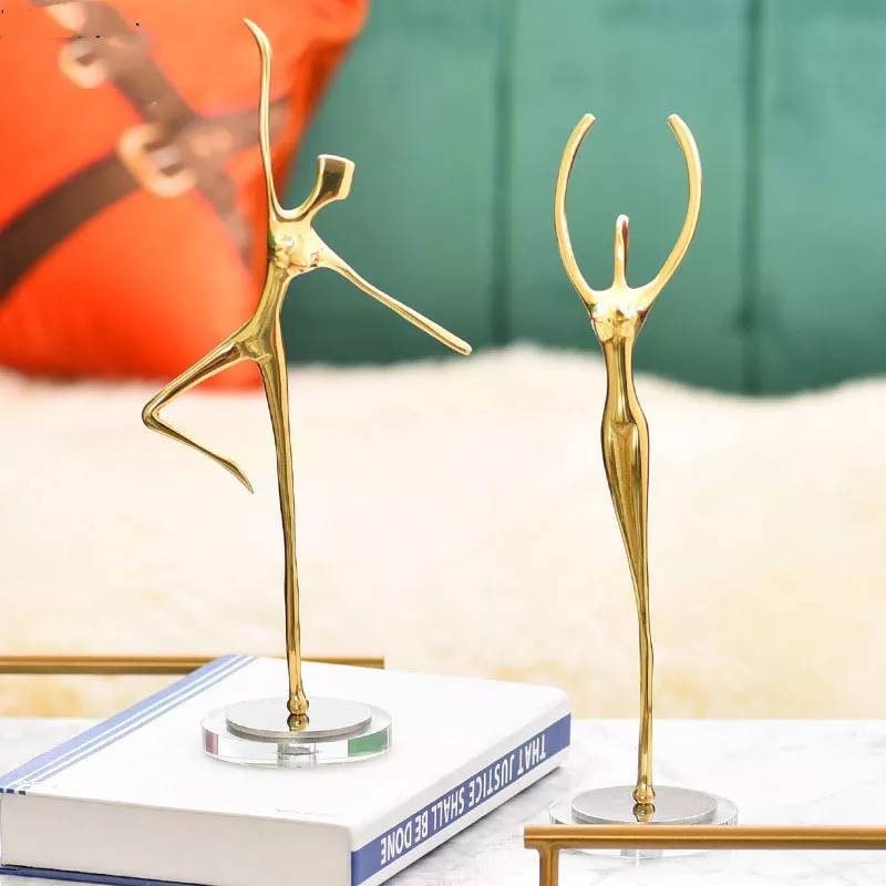 Gold brass dancing lady cabinet handle/woman shaped figure door handle/abstract female figurine drawer handle/unusual furniture hardware