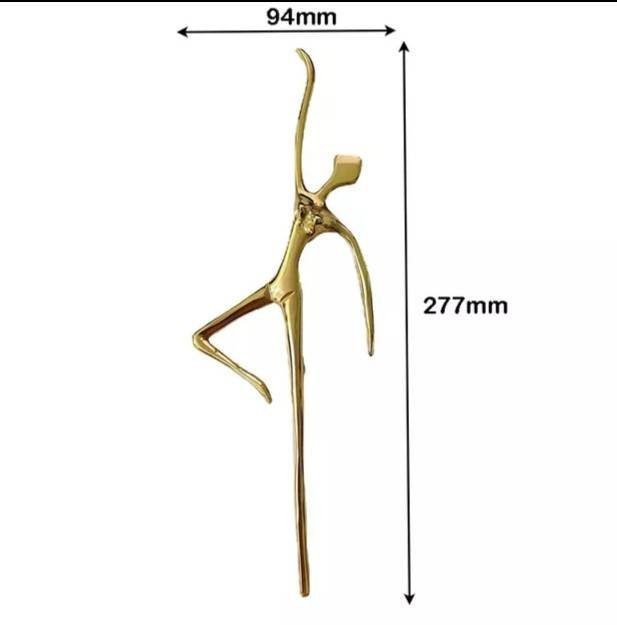 Gold brass dancing lady cabinet handle/woman shaped figure door handle/abstract female figurine drawer handle/unusual furniture hardware
