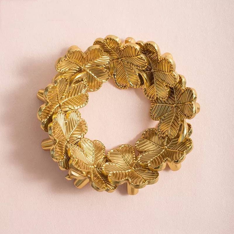 Lucky gold four leaf clover shaped cabinet pull/Shamrock shaped drawer knob/Clover leaf design door handle/Solid brass furniture hardware