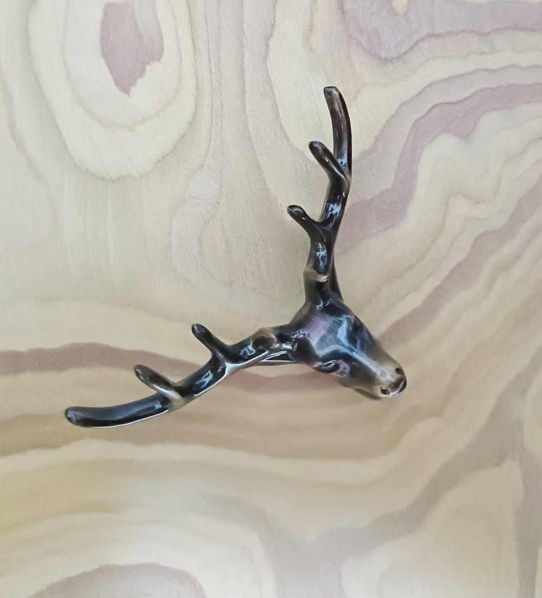 Golden or Bronze Stag with 8 point antlers drawer handle/Deer Head Cabinet Pull/Gold or Bronze Stag head Door Handle/woodland decor/hardware