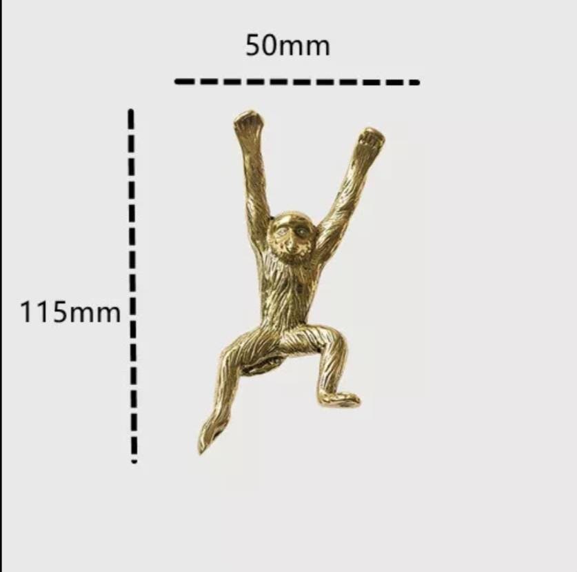 Fun brass monkey cabinet pull/animal door handle/tropical decor/zoo animal drawer pull/nursery decor/gold furniture hardware/monkey handle