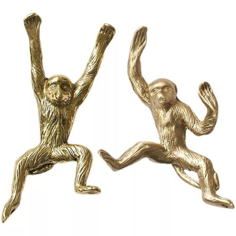 Fun brass monkey cabinet pull/animal door handle/tropical decor/zoo animal drawer pull/nursery decor/gold furniture hardware/monkey handle