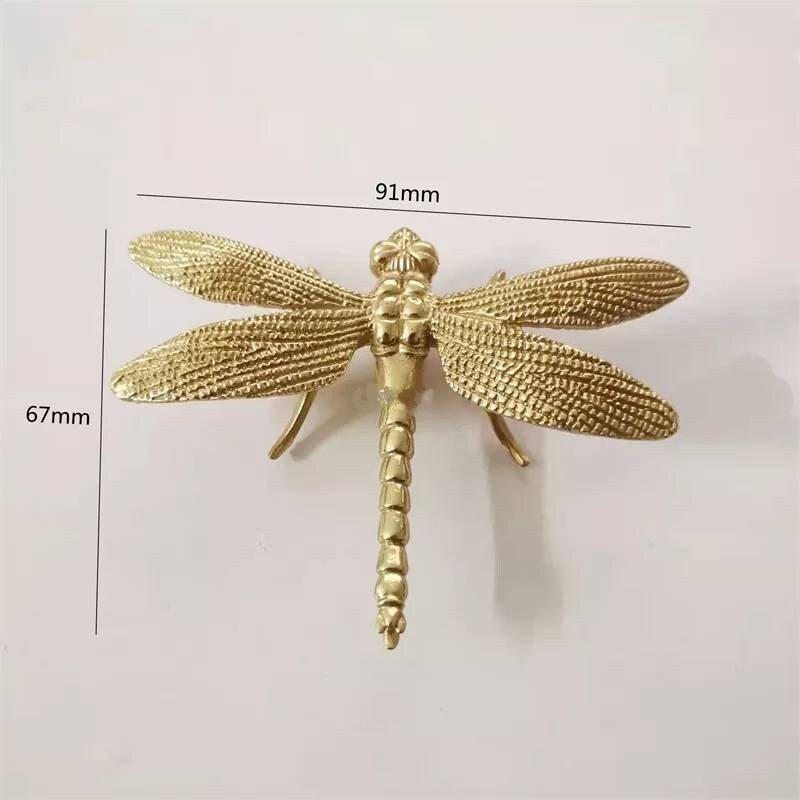 Gold brass dragonfly cabinet pull/Dragonflies drawer knob/Dragonfly drawer handle/brass furniture hardware/home improvement/unique handle