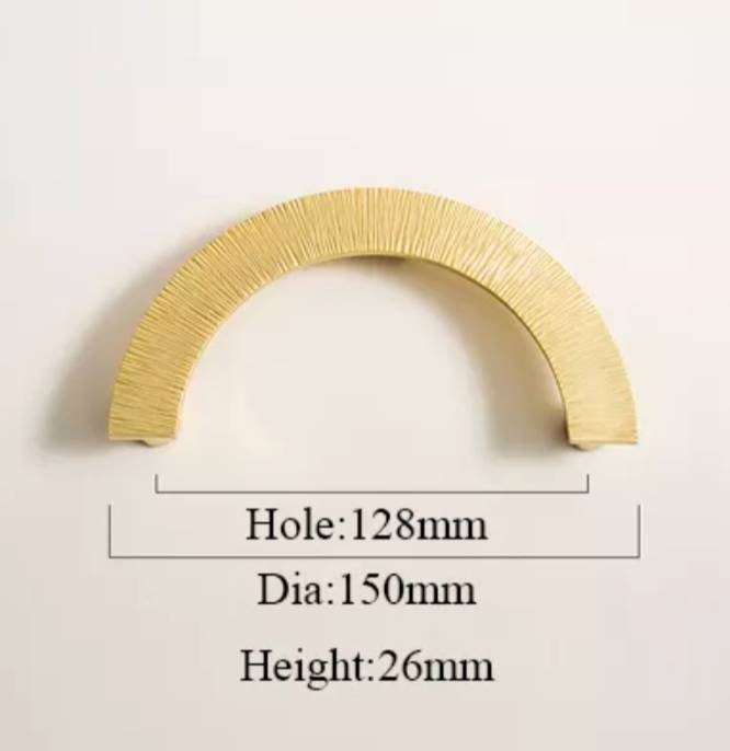 Texture gold brass semi circle handle/demi lune drawer pull/kitchen hardware/large cabinet handle/gold wardrobe door handle/home improvement