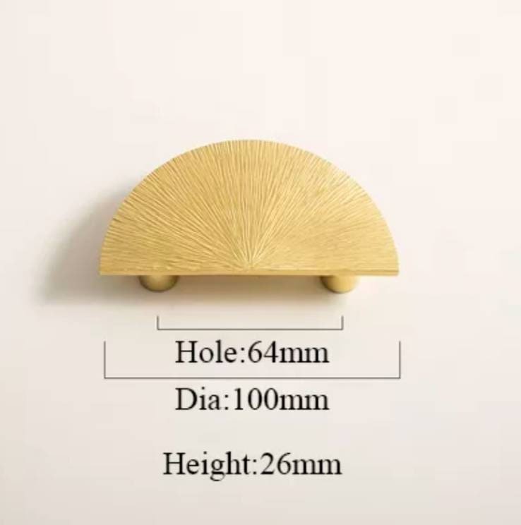 Texture gold brass semi circle handle/demi lune drawer pull/kitchen hardware/large cabinet handle/gold wardrobe door handle/home improvement