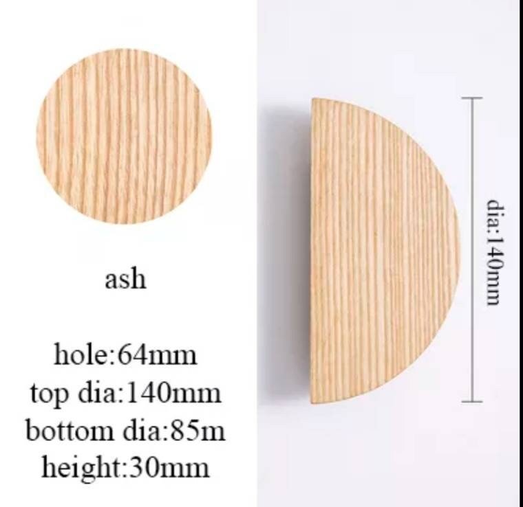 1 Pair of wooden semi circle handles/Demi lune drawer pulls/large half circle cabinet handles/large dark or light wood semi circle handles