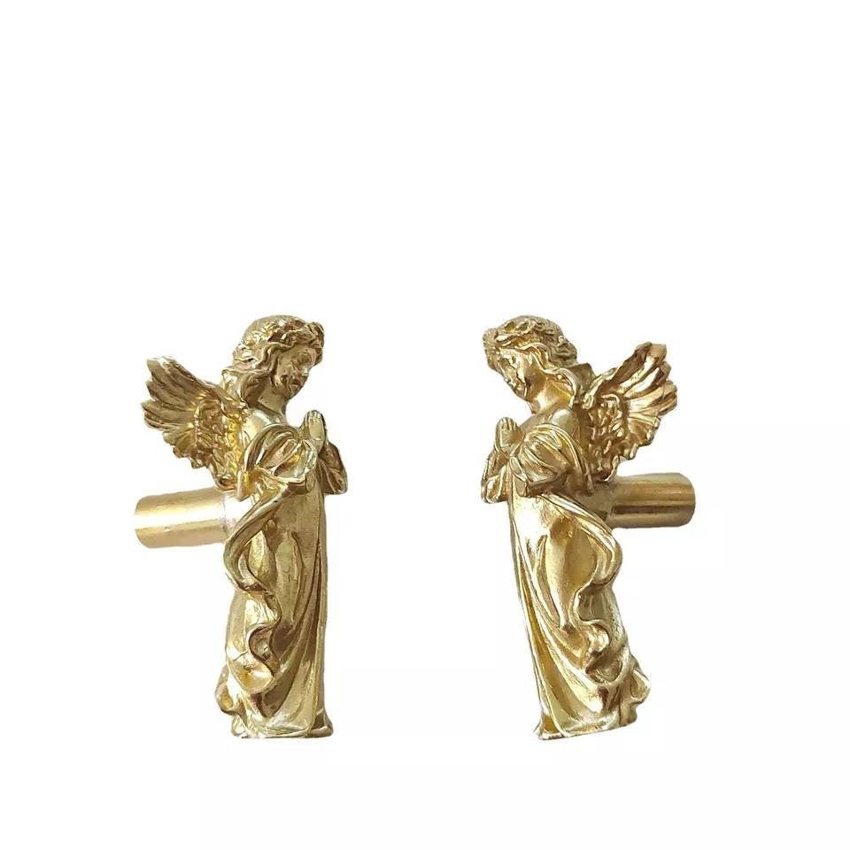 Gold brass Angel door handle/Guardian Angel Cabinet Pull/Gold Fairy drawer pull/Gold angelic themed furniture hardware/Sweet Angel door knob