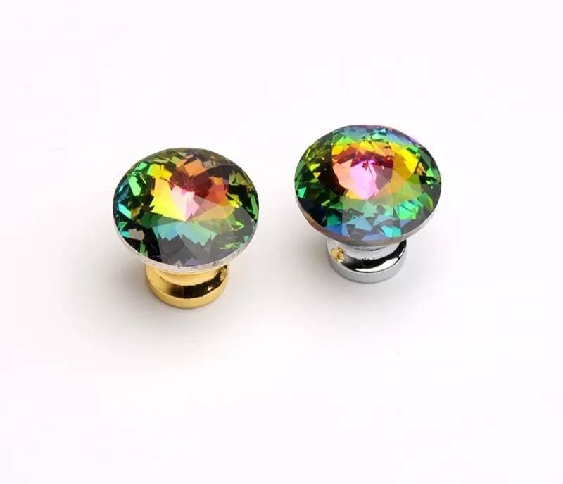Sparkly rainbow crystal and gold cabinet pull/Glittery crystal door handle/Rainbow crystal drawer knob/ Furniture hardware/nursery decor