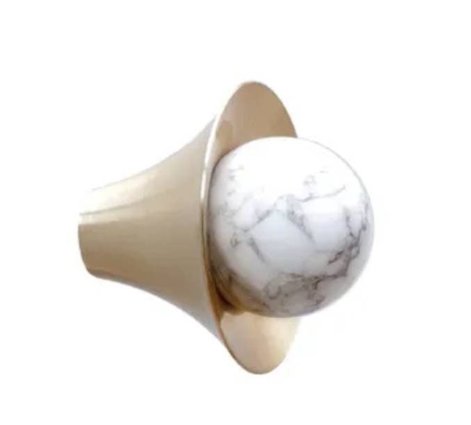 Small Atomic style drawer pull/semi precious stone ball on round gold brass cabinet handle/Retro door knob/mid century modern drawer knob
