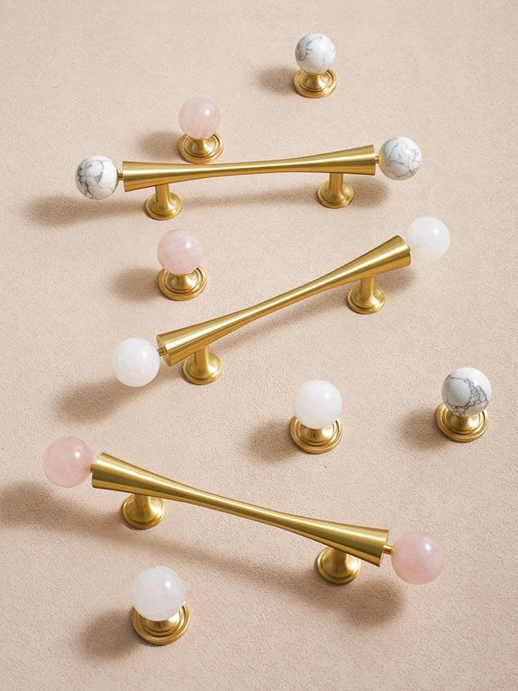 Gold scroll shaped cabinet handle with crystal detail/Solid brass and gem drawer pull/Crystal door handle/wardrobe handle/Stone door knob
