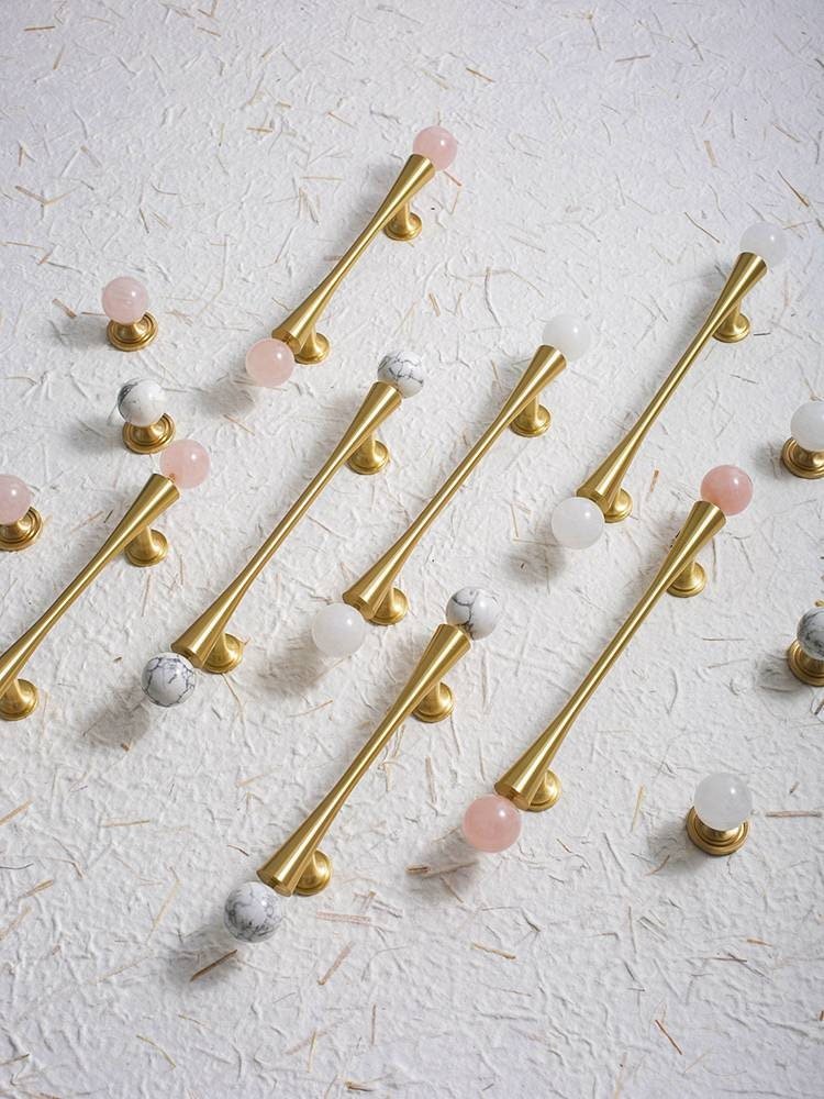 Gold scroll shaped cabinet handle with crystal detail/Solid brass and gem drawer pull/Crystal door handle/wardrobe handle/Stone door knob