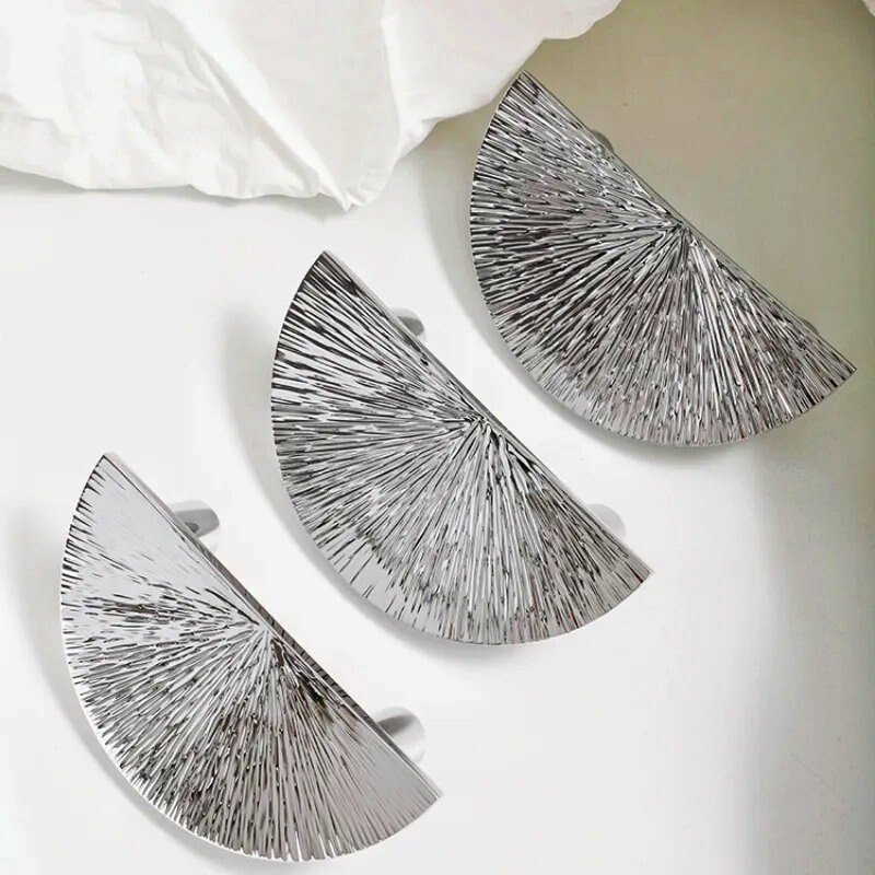 Big silver semi circle handle/Shiny demi lune drawer pull/kitchen hardware/large cabinet handle/silver wardrobe door handle/home improvement