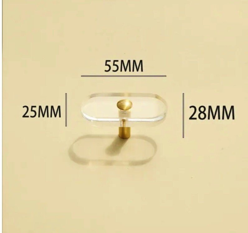 Clear lucite and brass bar shaped cabinet handle/Clear acrylic resin and gold brass drawer pull/Transparent lucite and brass door handle