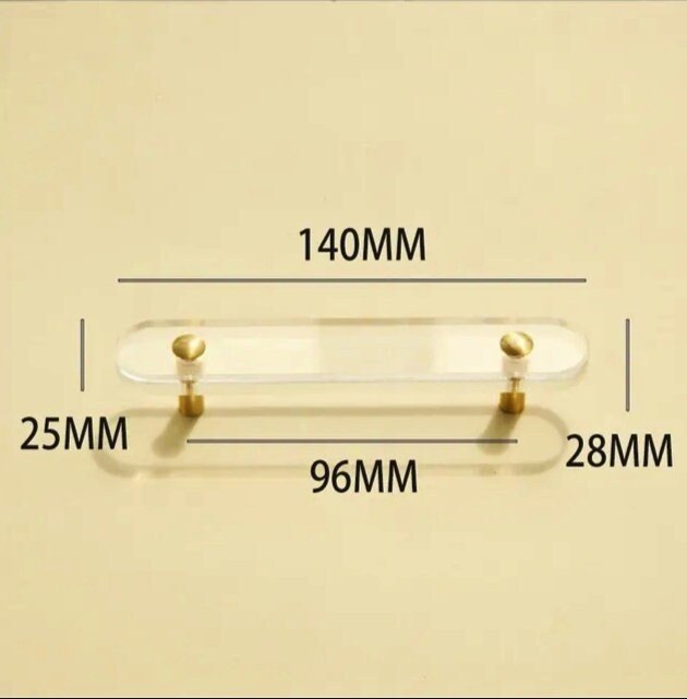 Clear lucite and brass bar shaped cabinet handle/Clear acrylic resin and gold brass drawer pull/Transparent lucite and brass door handle