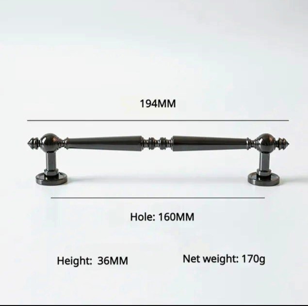 Shiny black traditional shaped bar handle/Black brass cabinet pull/kitchen door handle/Bar drawer pull/furniture hardware/home improvement