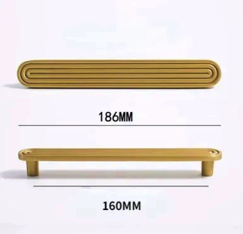Gold brass retro pattern bar handle/gold brass bar handle/gold echo pattern drawer pull/kitchen furniture hardware/mid century modern style