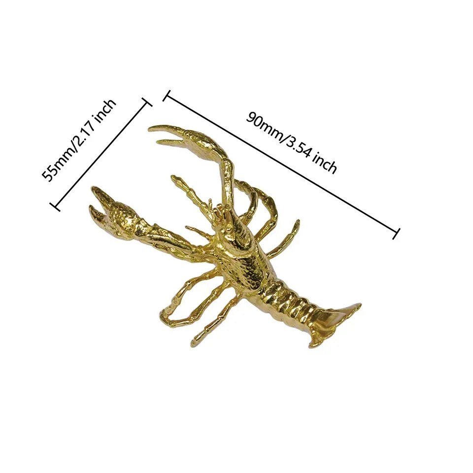 Gold solid brass lobster cabinet pull/Sea creature shaped door handle/beach themed drawer knob/brass furniture hardware/Crab shaped handle