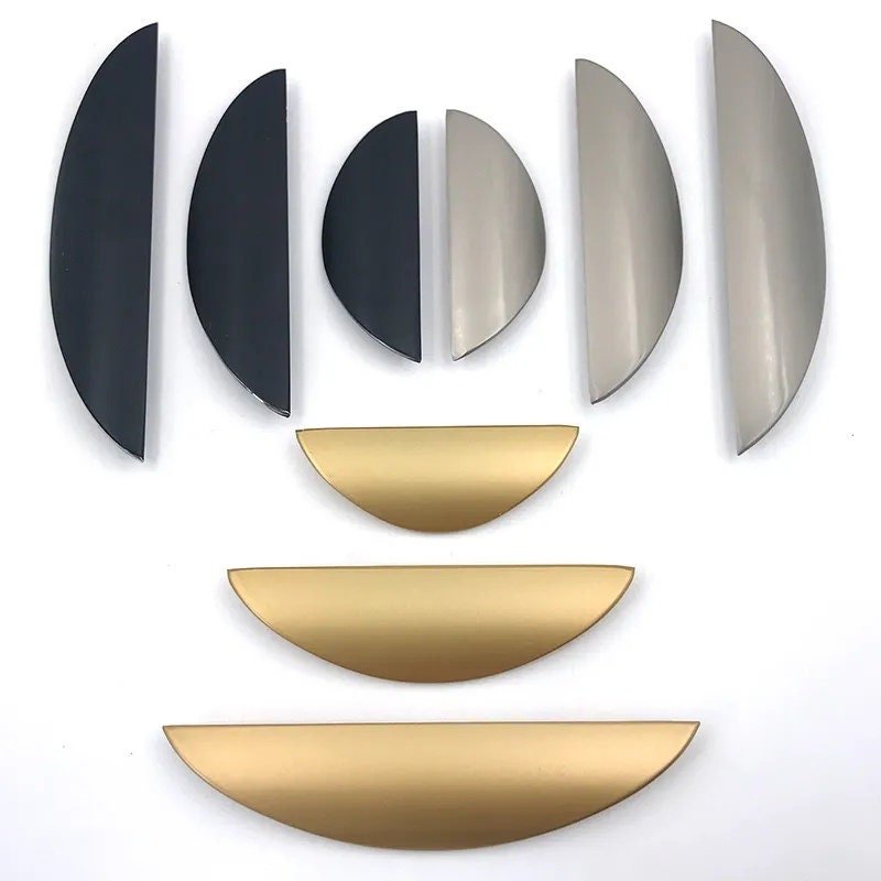 Curved Lip Gold Silver or Black Cabinet Pull/Lip Drawer Pull/Hidden Door Handle/Kitchen Door Pull/Modern Furniture Hardware/Concealed handle