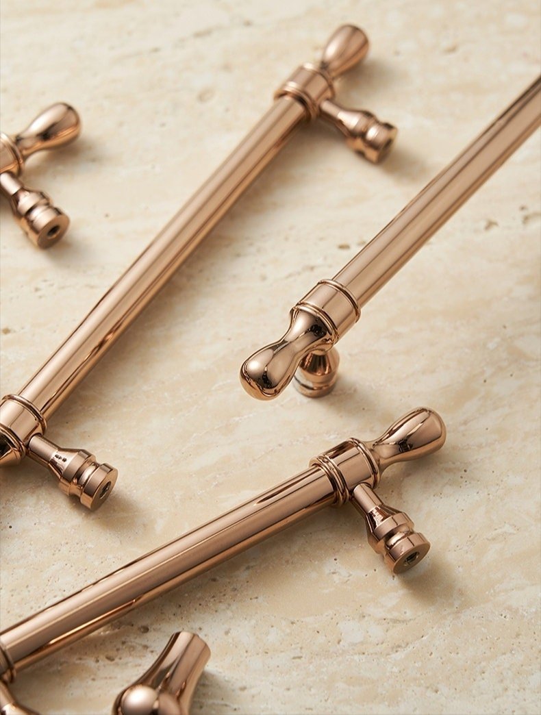 Rose gold cabinet bar handles/Sleek shiny copper cabinet Pull/Modern rose gold door handle/Brass furniture hardware/Kitchen drawer handle