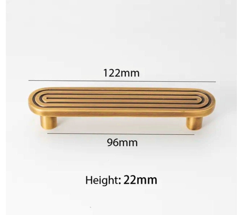 Aged brass retro pattern bar handle/Bronze brass bar handle/gold echo pattern drawer pull/kitchen furniture hardware/mid century modern