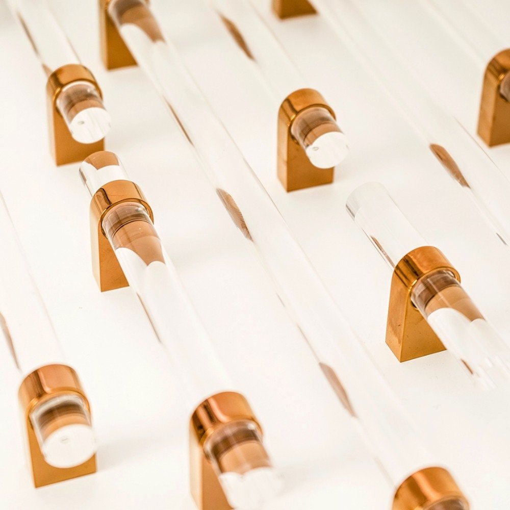 Clear resin and rose gold cabinet bar pull handle/Transparent acrylic and rose gold drawer handle/lucite and rose gold furniture hardware