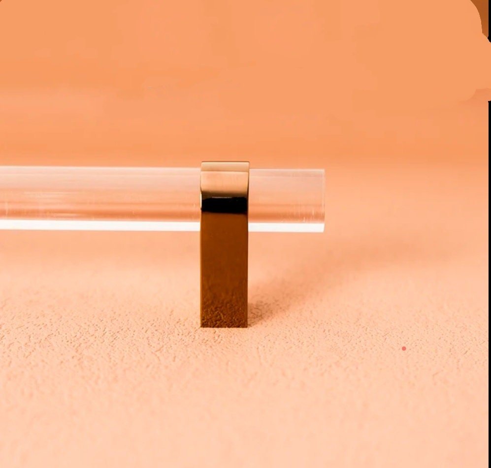 Clear resin and rose gold cabinet bar pull handle/Transparent acrylic and rose gold drawer handle/lucite and rose gold furniture hardware