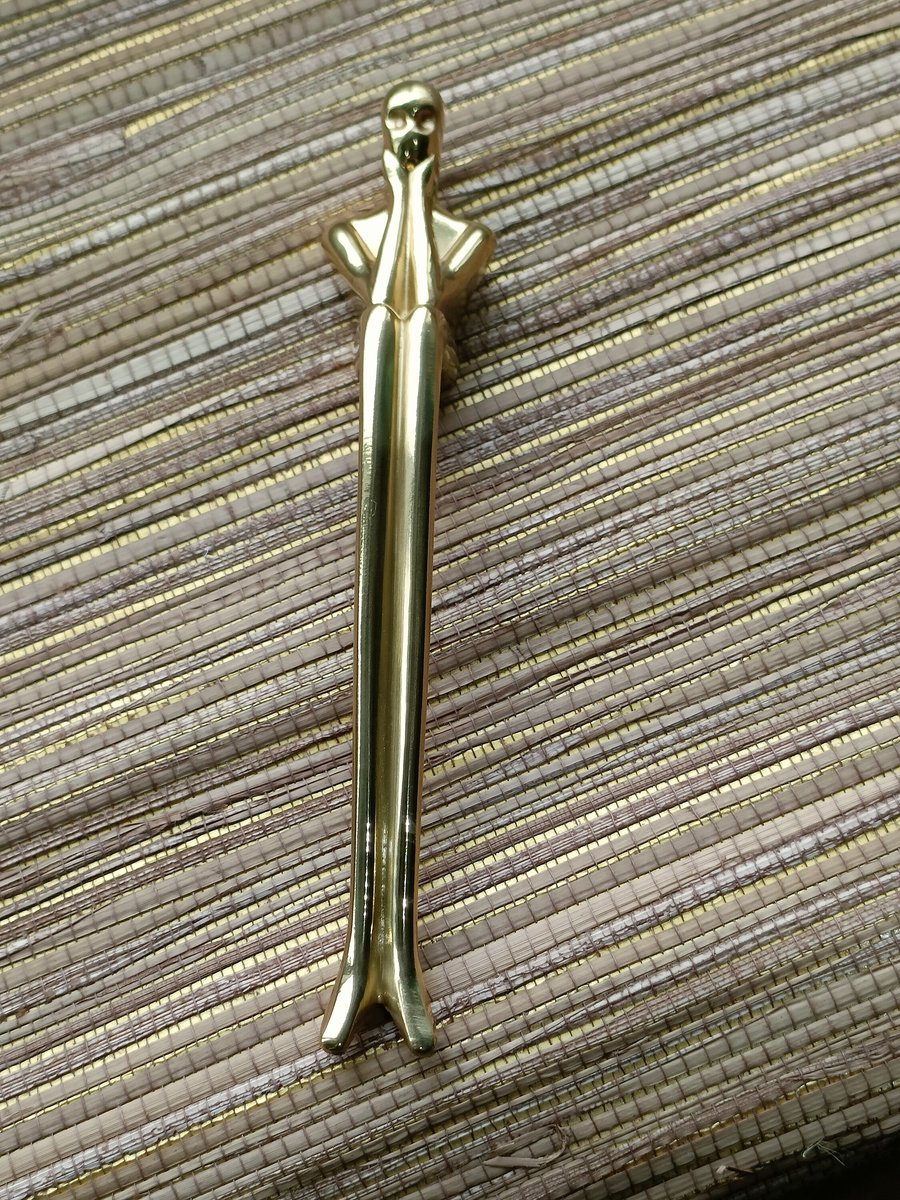 Shiny gold brass thinking man cabinet handle/Man shaped figure door handle/Abstract man figurine drawer handle/Art Brass furniture hardware