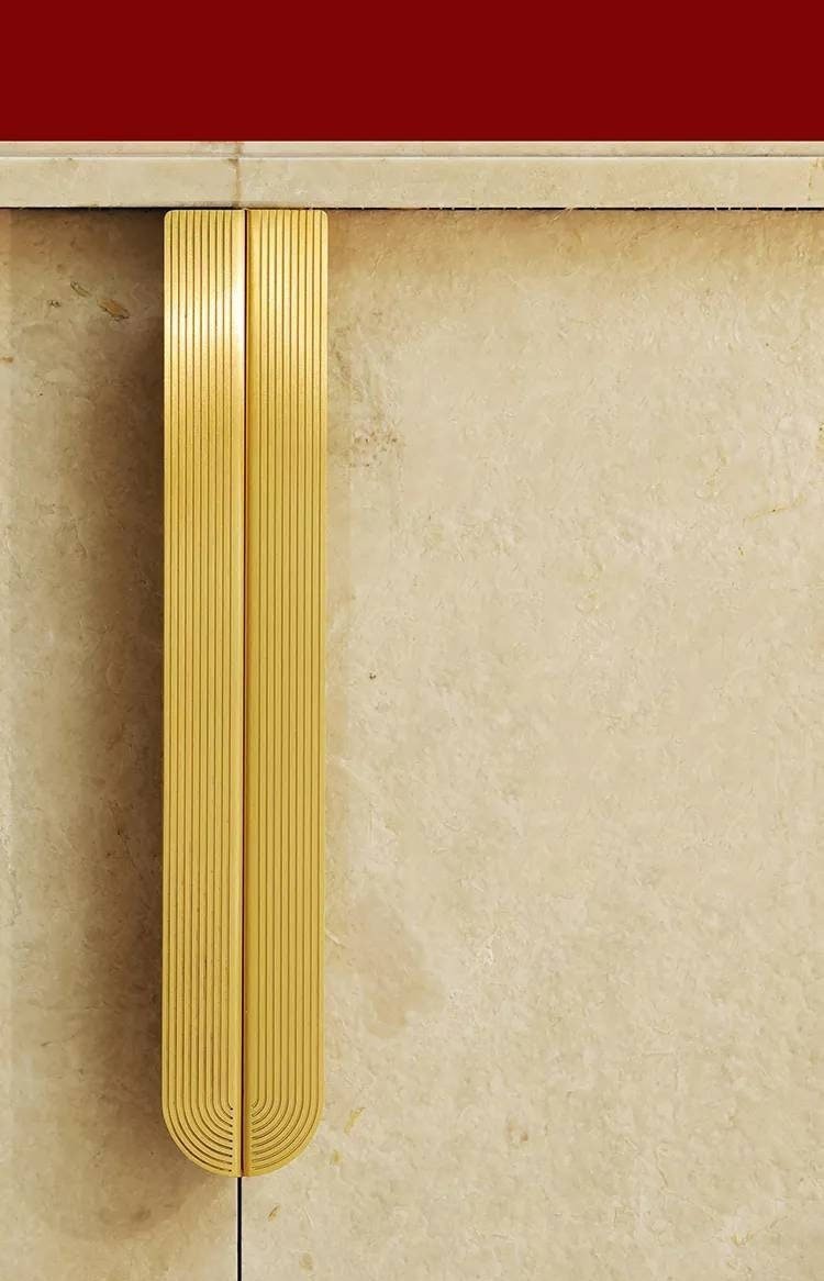 Gold Brass hidden handle with retro pattern/flush fitting cabinet pull/gold strip drawer pull/furniture hardware/mid century modern design