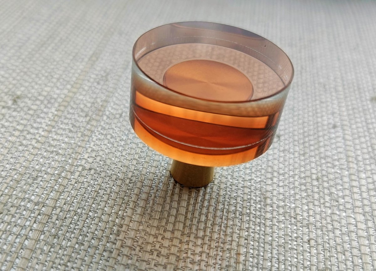 Coffee brown ombre lucite acrylic Cabinet Pull/Gold Door Handle/mid century modern/Cabinet hardware/retro drawer pull/cabinet door handle