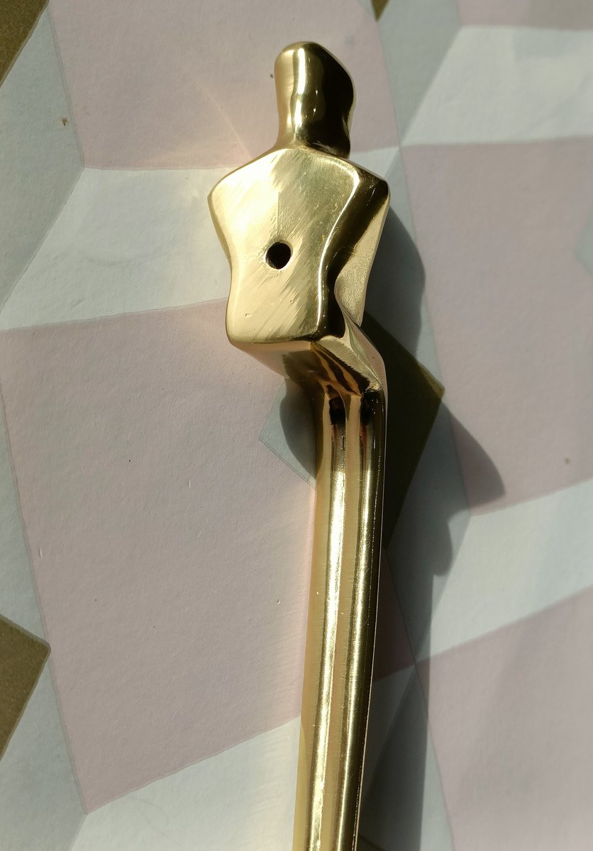 Shiny gold brass thinking man cabinet handle/Man shaped figure door handle/Abstract man figurine drawer handle/Art Brass furniture hardware