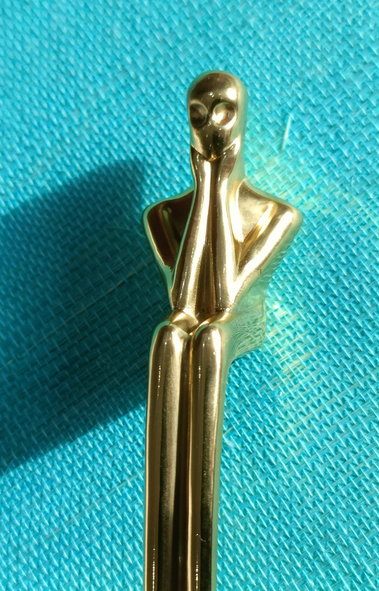 Shiny gold brass thinking man cabinet handle/Man shaped figure door handle/Abstract man figurine drawer handle/Art Brass furniture hardware
