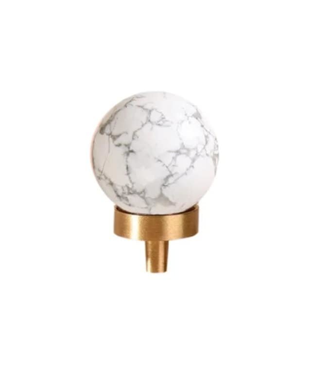 Semi precious stone ball drawer knob/Crystal drawer pull/Round gemstone cabinet handle/Crystal and brass door knob/Quartz crystal handle