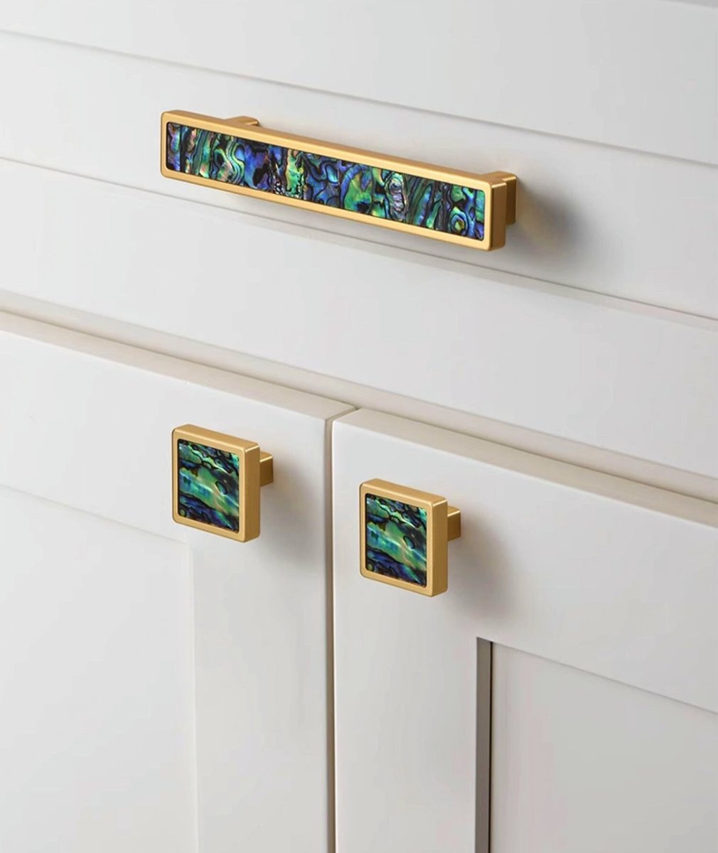 Square mother of pearl drawer pull/Pearl and brass cabinet pull/Mother of Pearl door handle/Pearl drawer knob/Pearl Furniture Hardware/MOP