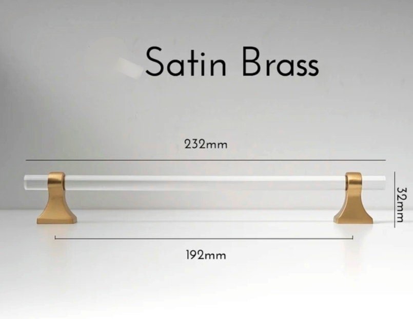 Gold brass and clear lucite cabinet bar pull handle/Acrylic drawer handle/lucite furniture hardware/brass transparent resin cabinet handle