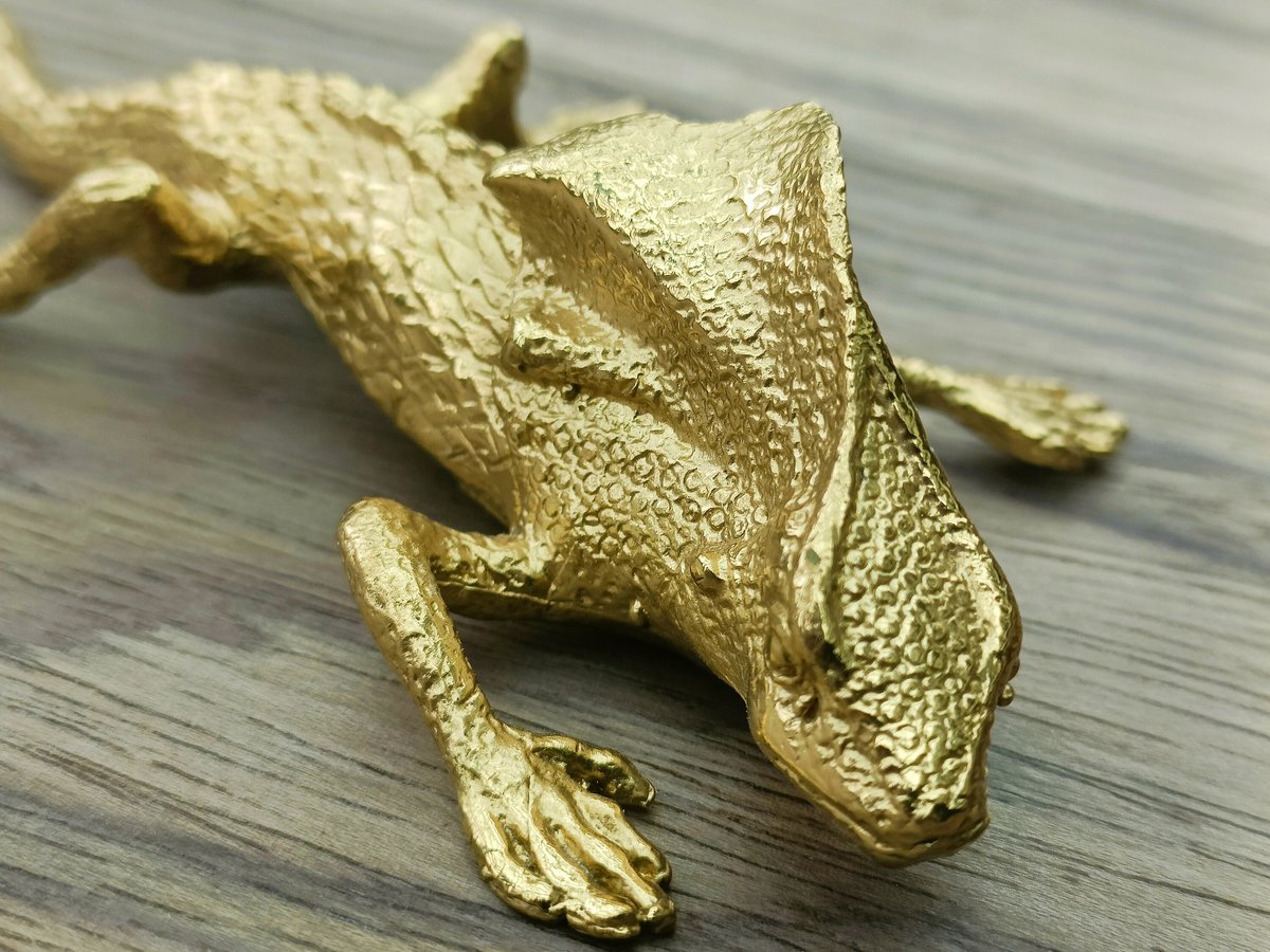Gold lizard drawer handle/Brass bearded dragon door handle/unique drawer pull/Lizard cabinet handle/Gold reptile drawer knob/Geko door pull