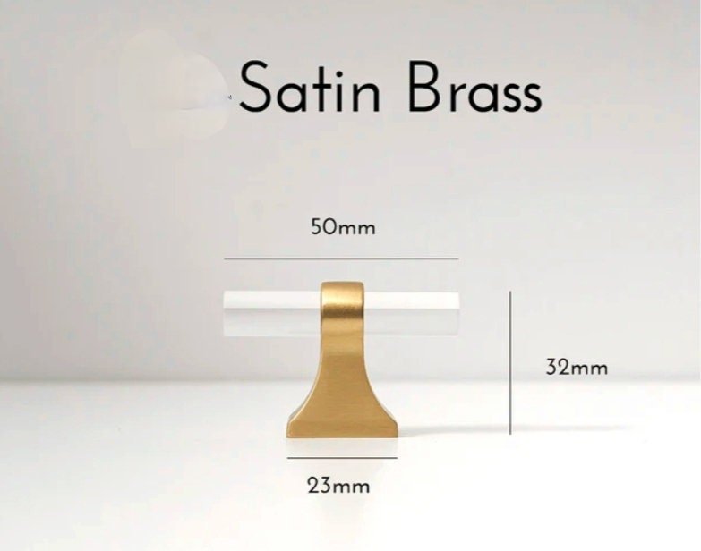 Gold brass and clear lucite cabinet bar pull handle/Acrylic drawer handle/lucite furniture hardware/brass transparent resin cabinet handle