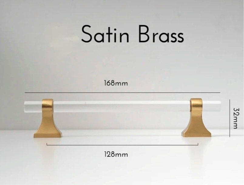 Gold brass and clear lucite cabinet bar pull handle/Acrylic drawer handle/lucite furniture hardware/brass transparent resin cabinet handle